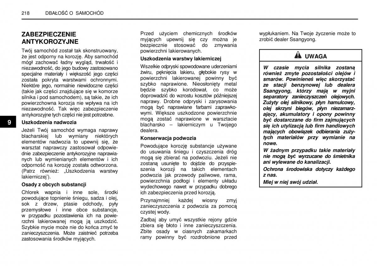 SsangYong Rexton I 1 instrukcja obslugi / page 218