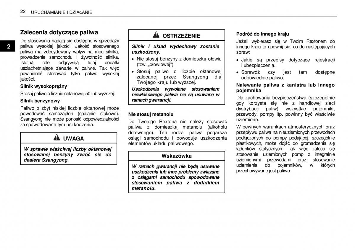 SsangYong Rexton I 1 instrukcja obslugi / page 22