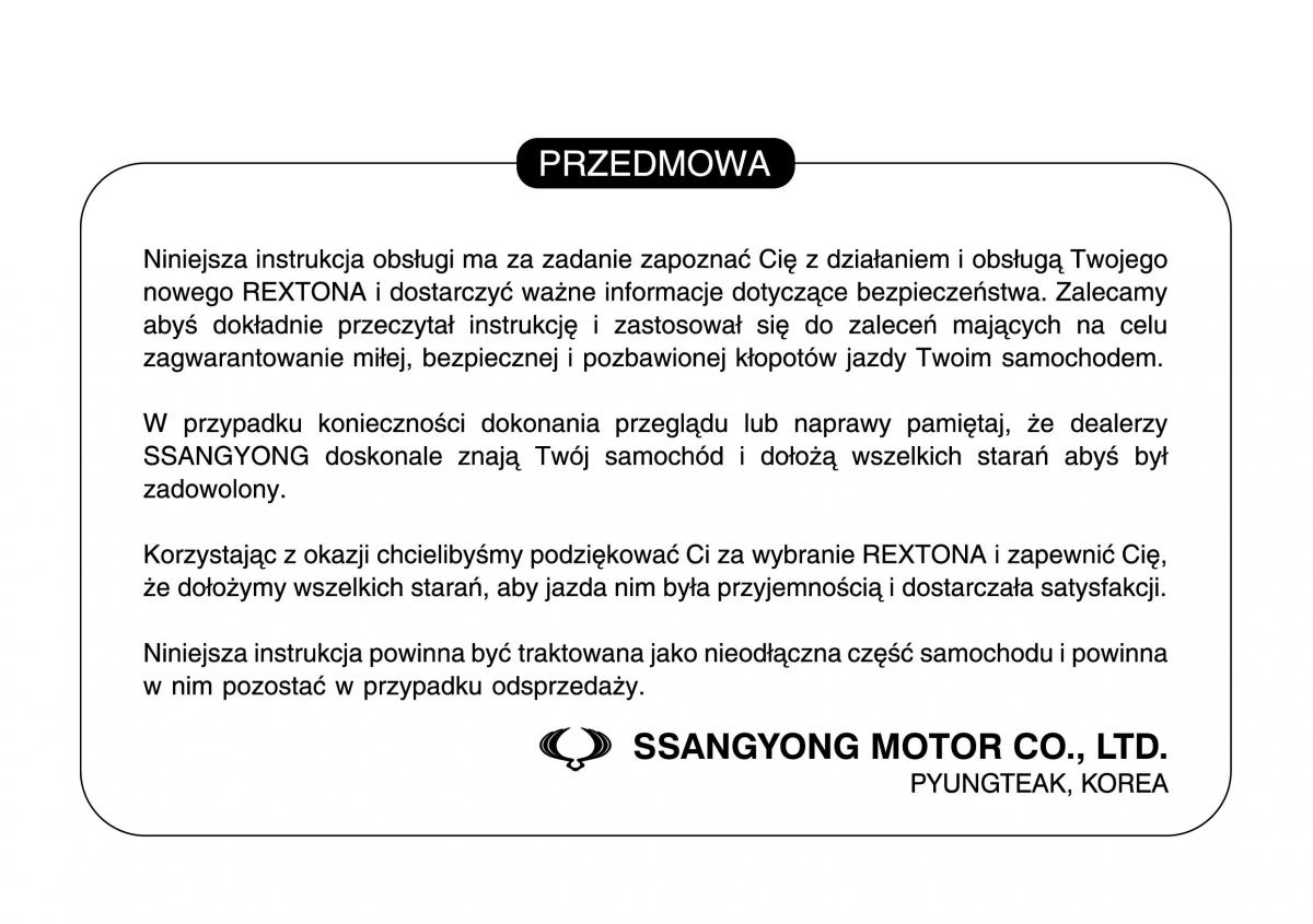 SsangYong Rexton I 1 instrukcja obslugi / page 1