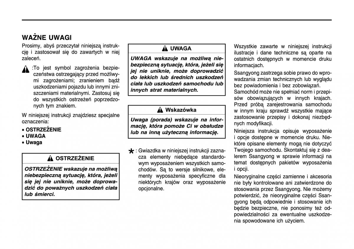 manual  SsangYong Rexton I 1 instrukcja / page 2