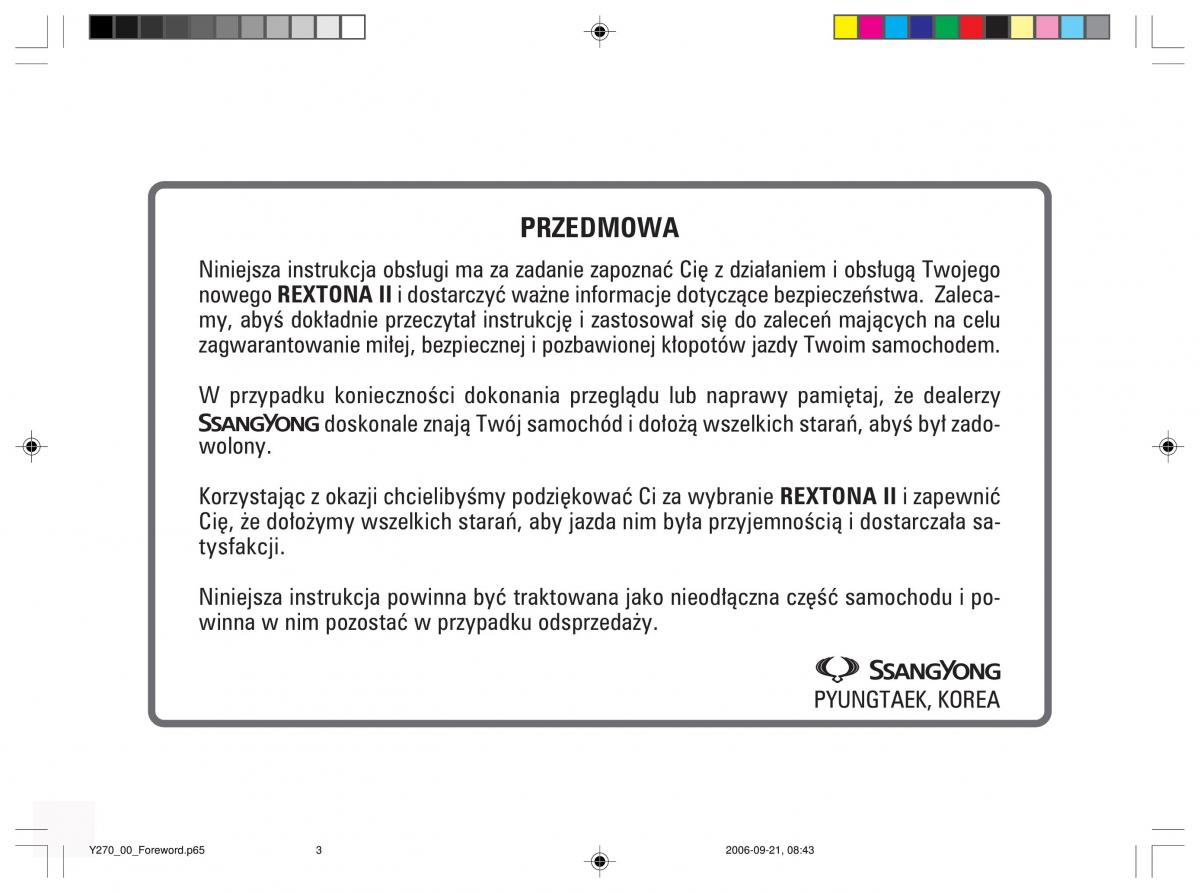 SsangYong Rexton II 2 instrukcja obslugi / page 2
