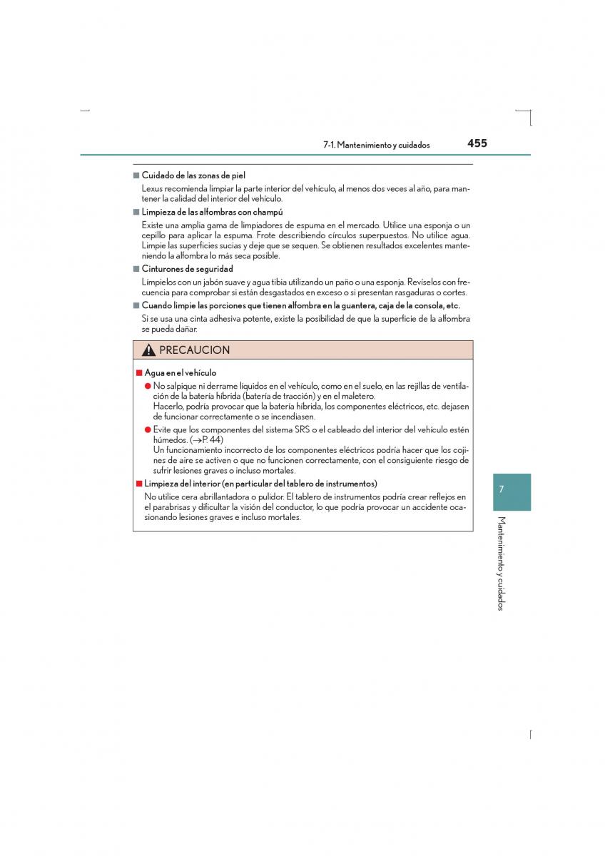 Lexus IS300h III 3 manual del propietario / page 455