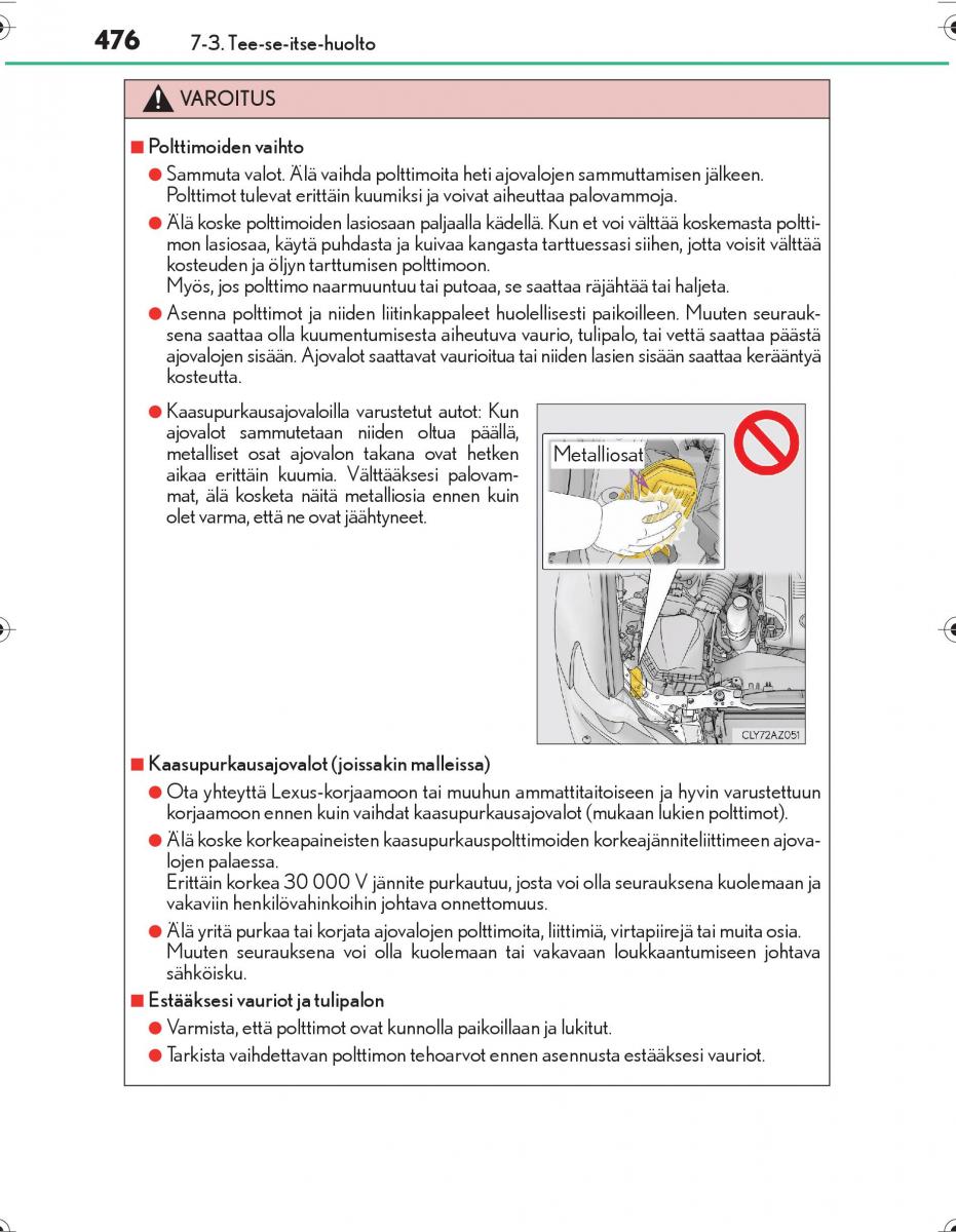 Lexus IS300h III 3 omistajan kasikirja / page 476