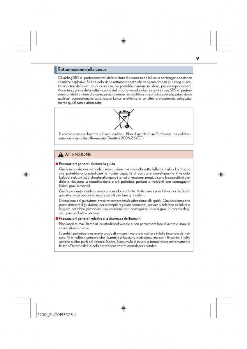 manual  Lexus IS200t III 3 manuale del proprietario / page 9