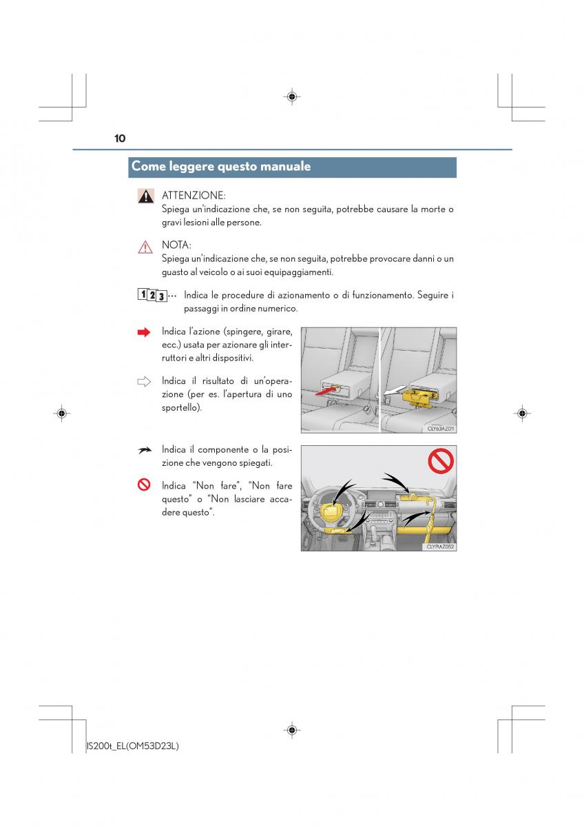 manual  Lexus IS200t III 3 manuale del proprietario / page 10