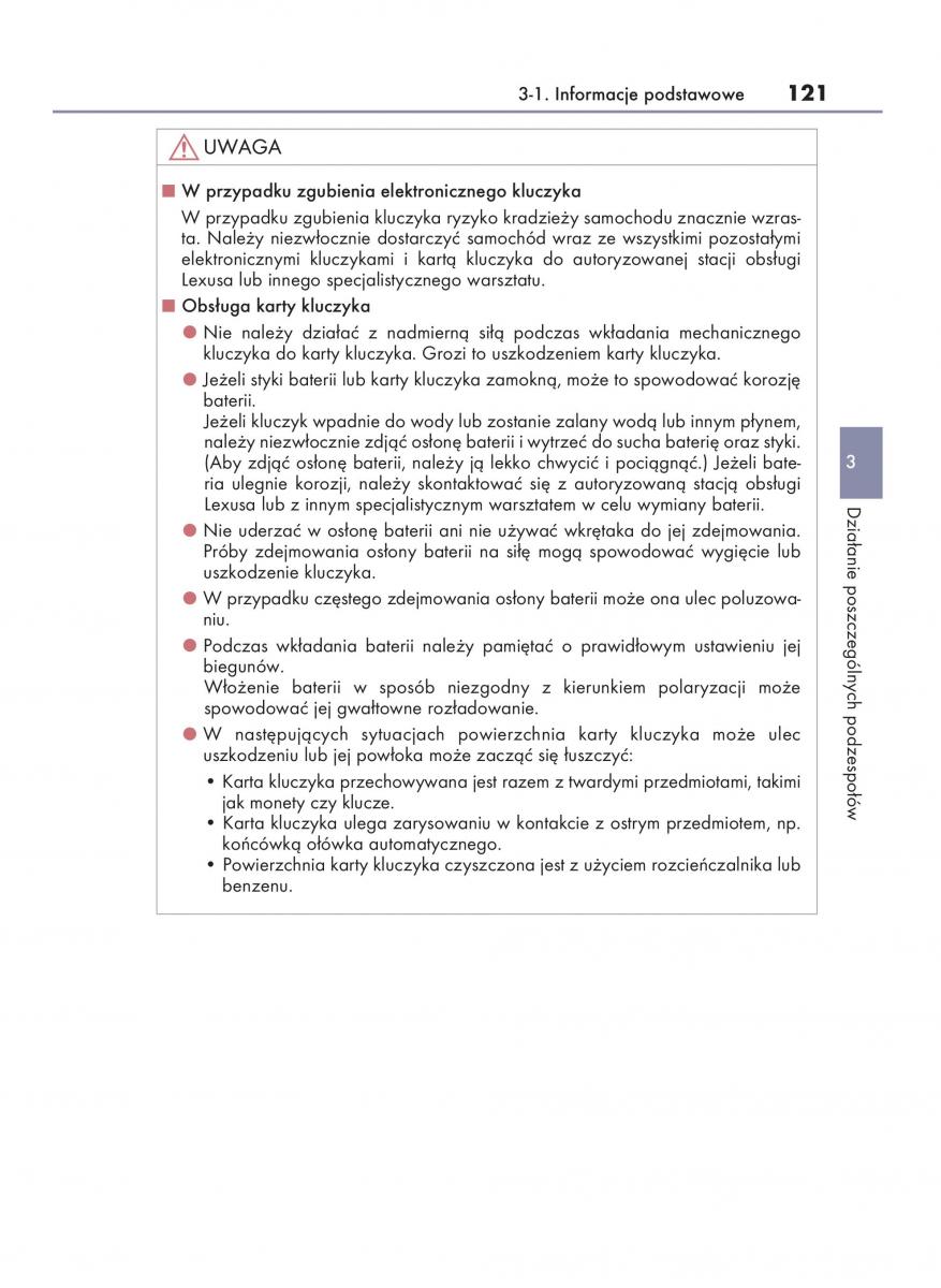 Lexus IS200t III 3 instrukcja obslugi / page 121