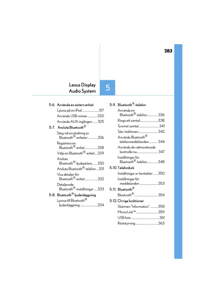 Lexus IS200t III 3 instruktionsbok / page 283