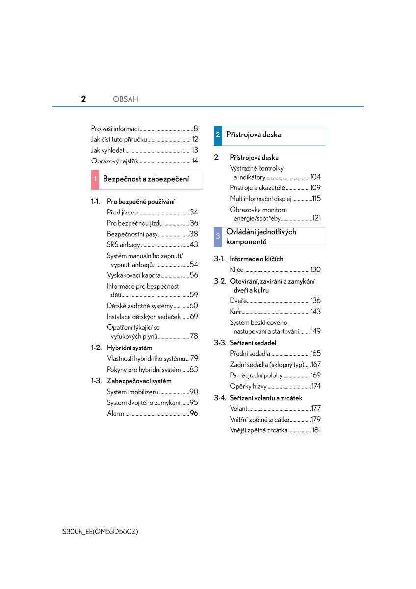 Lexus IS300h III 3 navod k obsludze / page 2