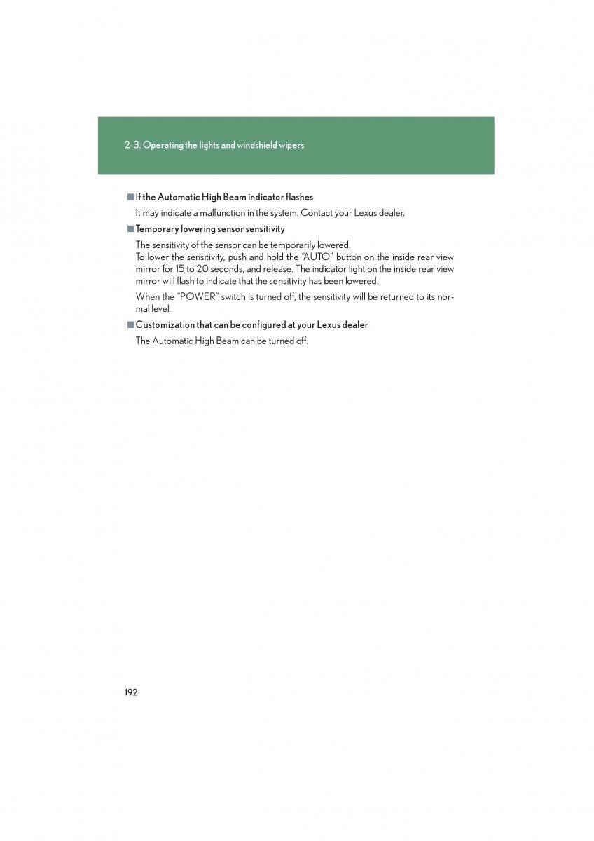 Lexus HS owners manual / page 194