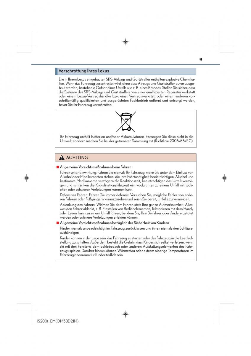 Lexus IS200t III 3 Handbuch / page 9