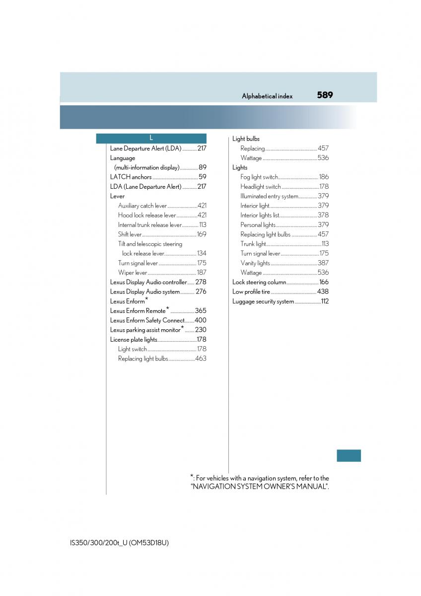 Lexus IS200t III 3 owners manual / page 589
