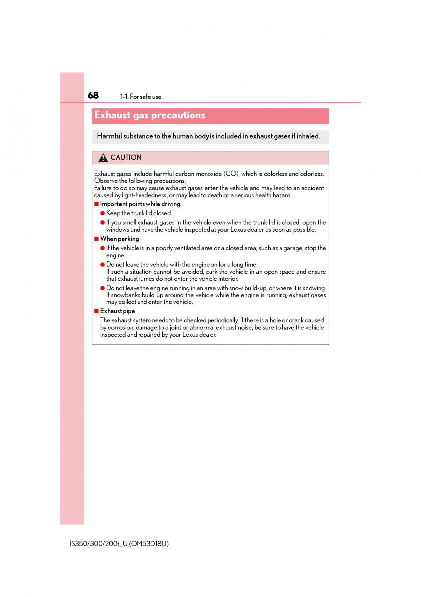Lexus IS200t III 3 owners manual / page 68