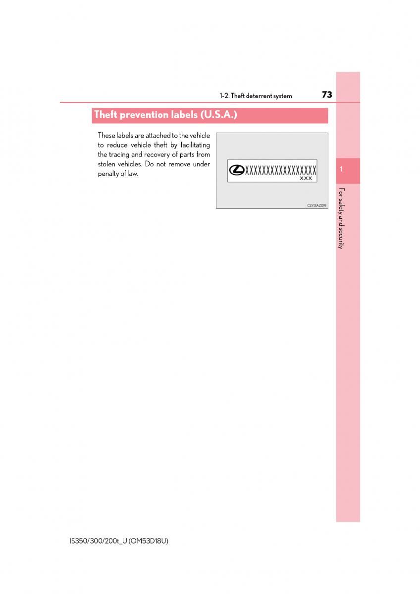 Lexus IS200t III 3 owners manual / page 73