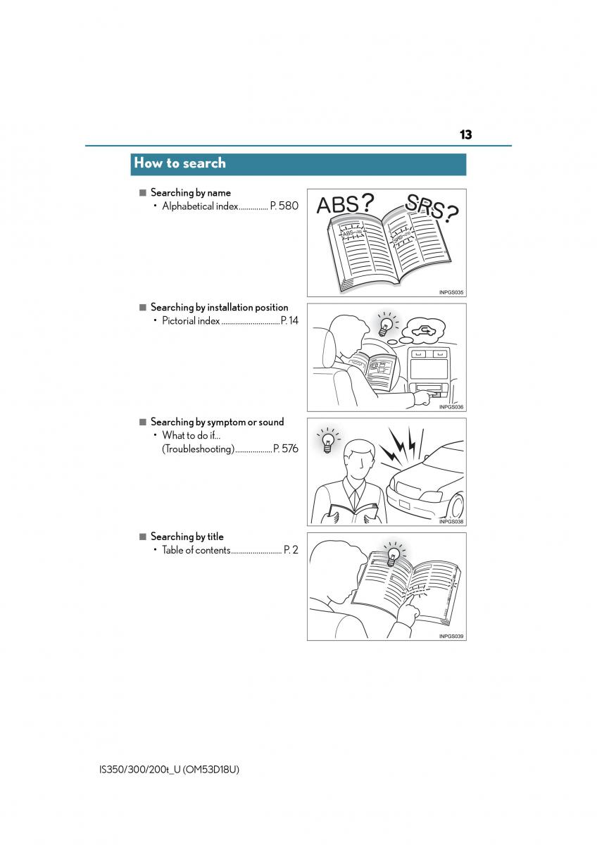 Lexus IS200t III 3 owners manual / page 13