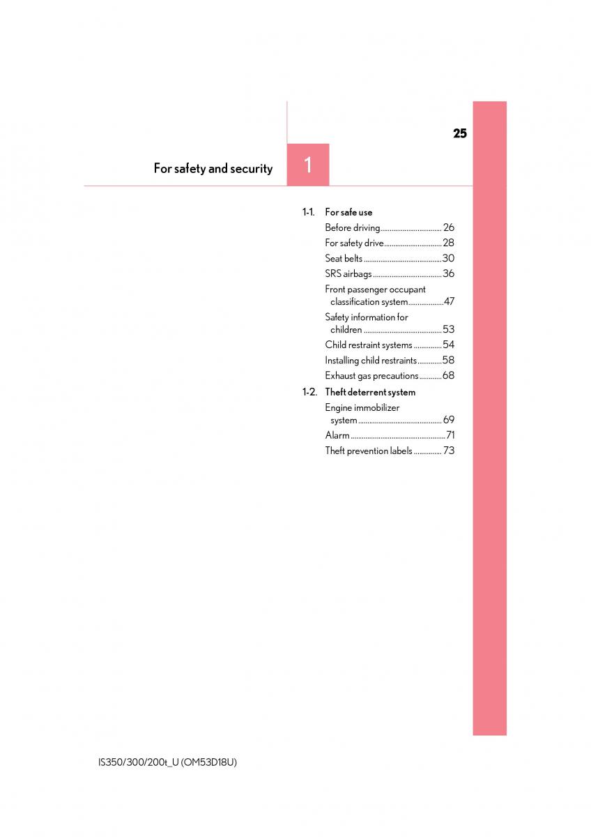 Lexus IS200t III 3 owners manual / page 25