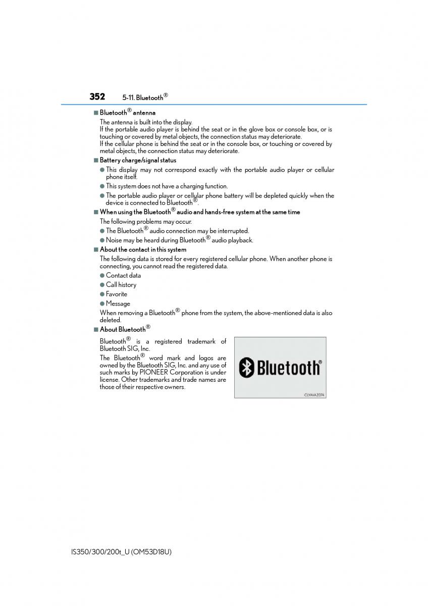Lexus IS200t III 3 owners manual / page 352
