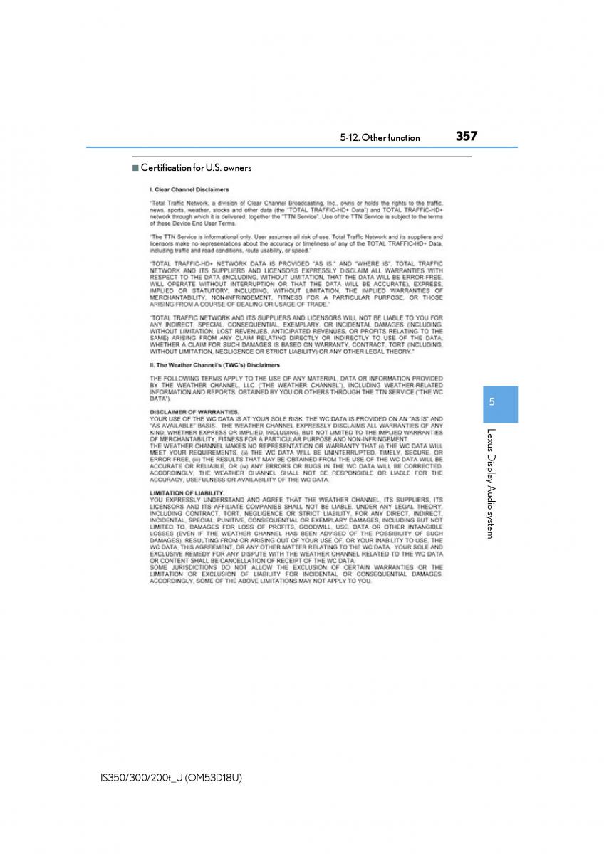 Lexus IS200t III 3 owners manual / page 357