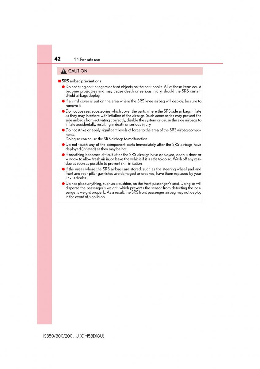 Lexus IS200t III 3 owners manual / page 42