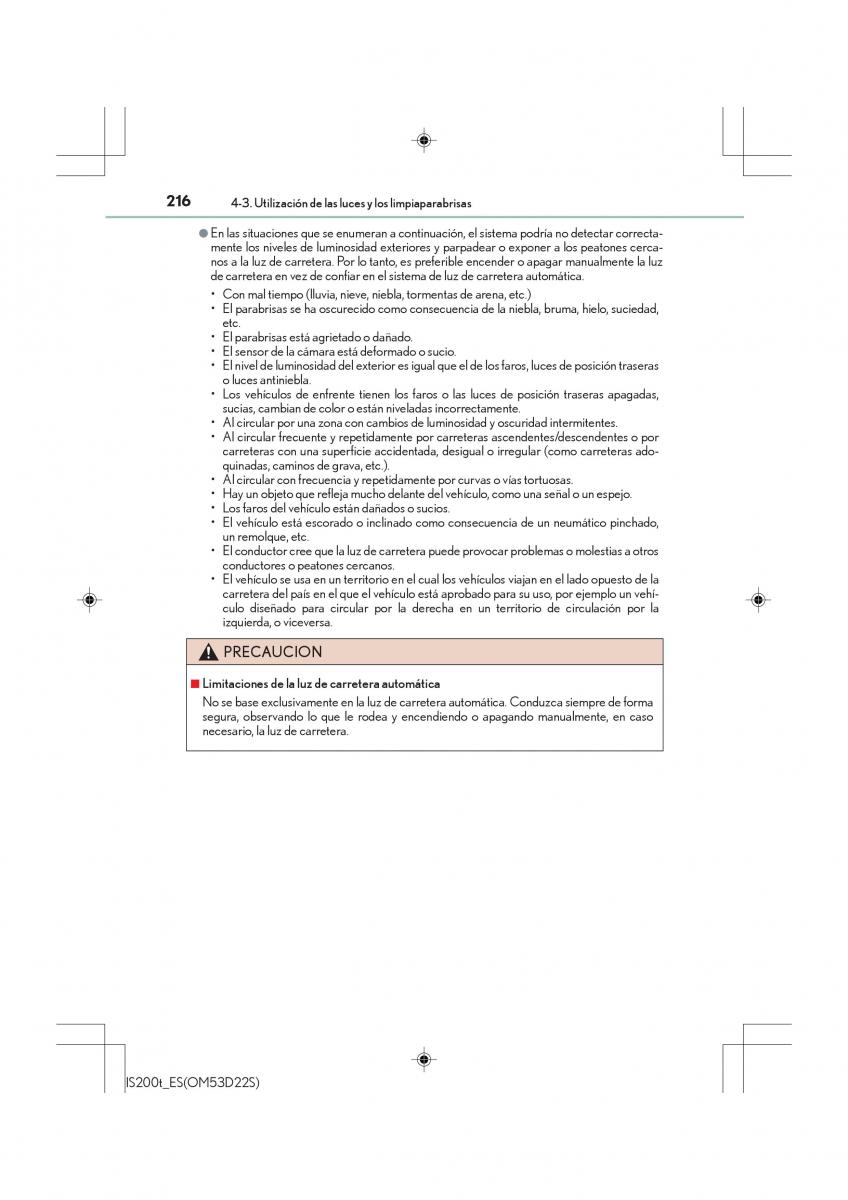 Lexus IS200t III 3 manual del propietario / page 216