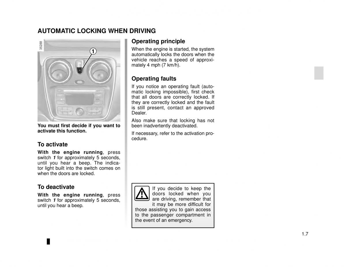 Dacia Dokker owners manual / page 13