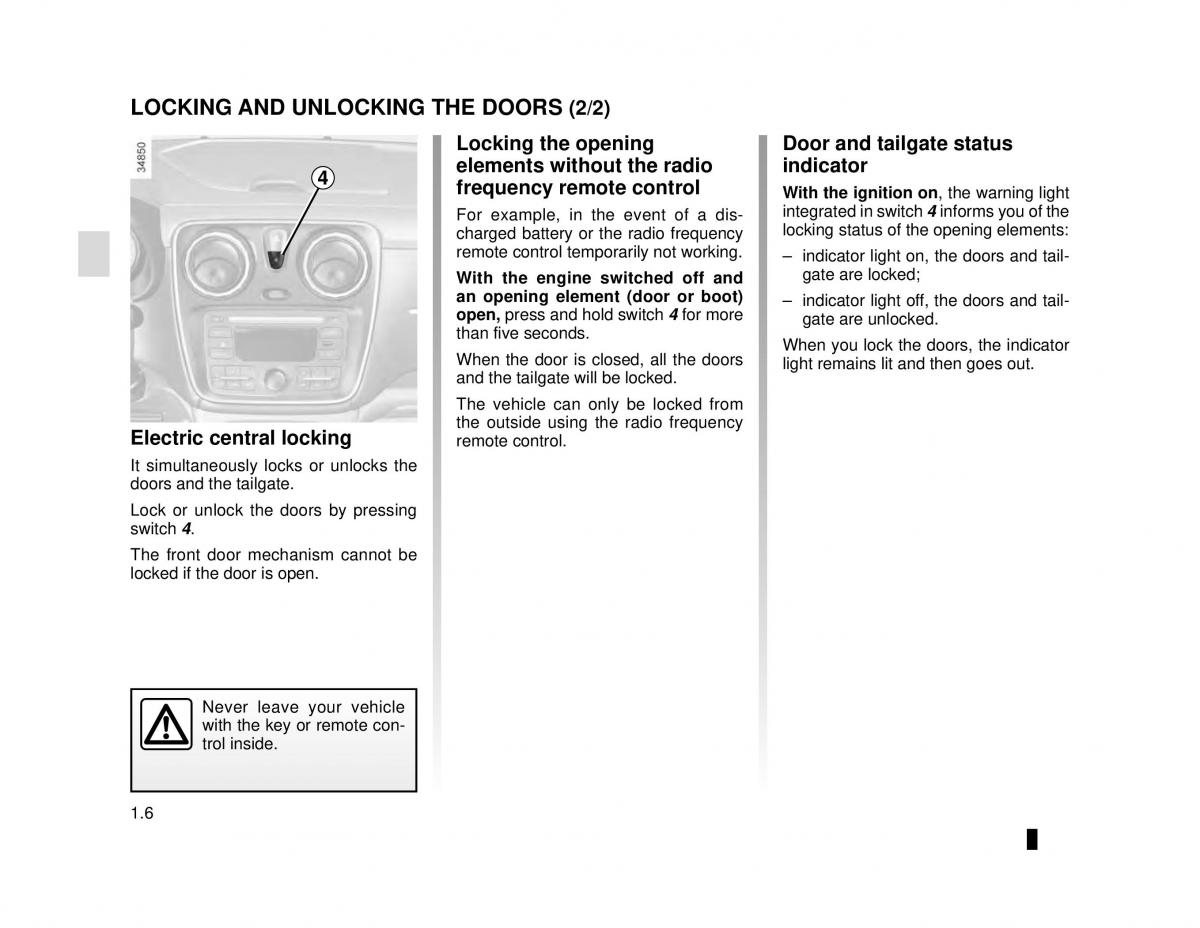 Dacia Lodgy owners manual / page 12