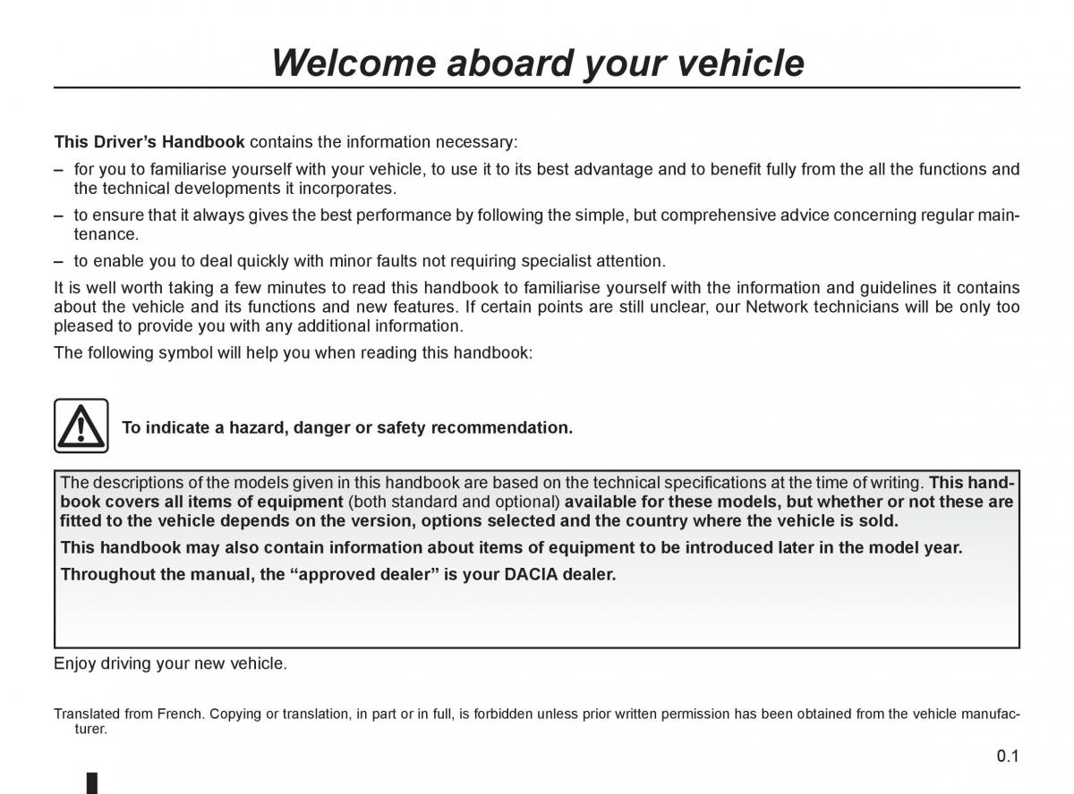 Dacia Sandero I 1 owners manual / page 3