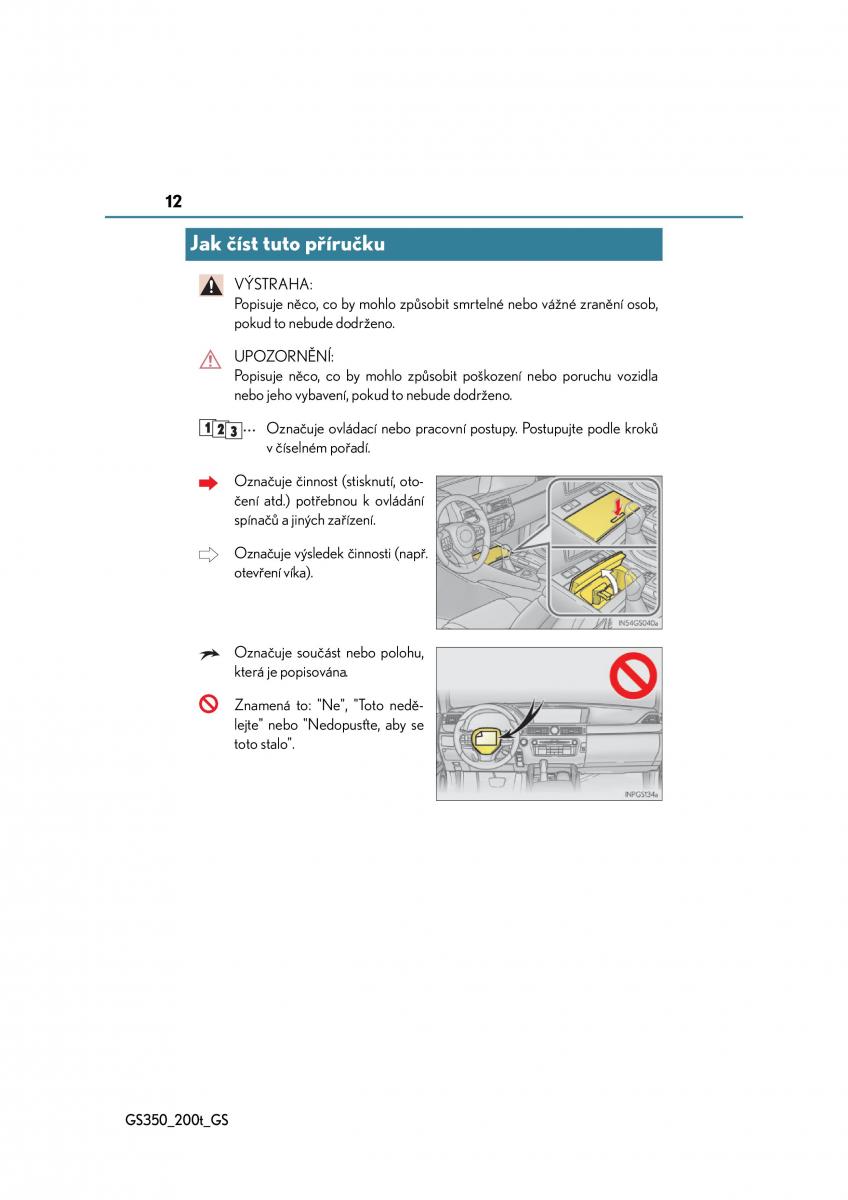 Lexus GS F IV 4 navod k obsludze / page 12