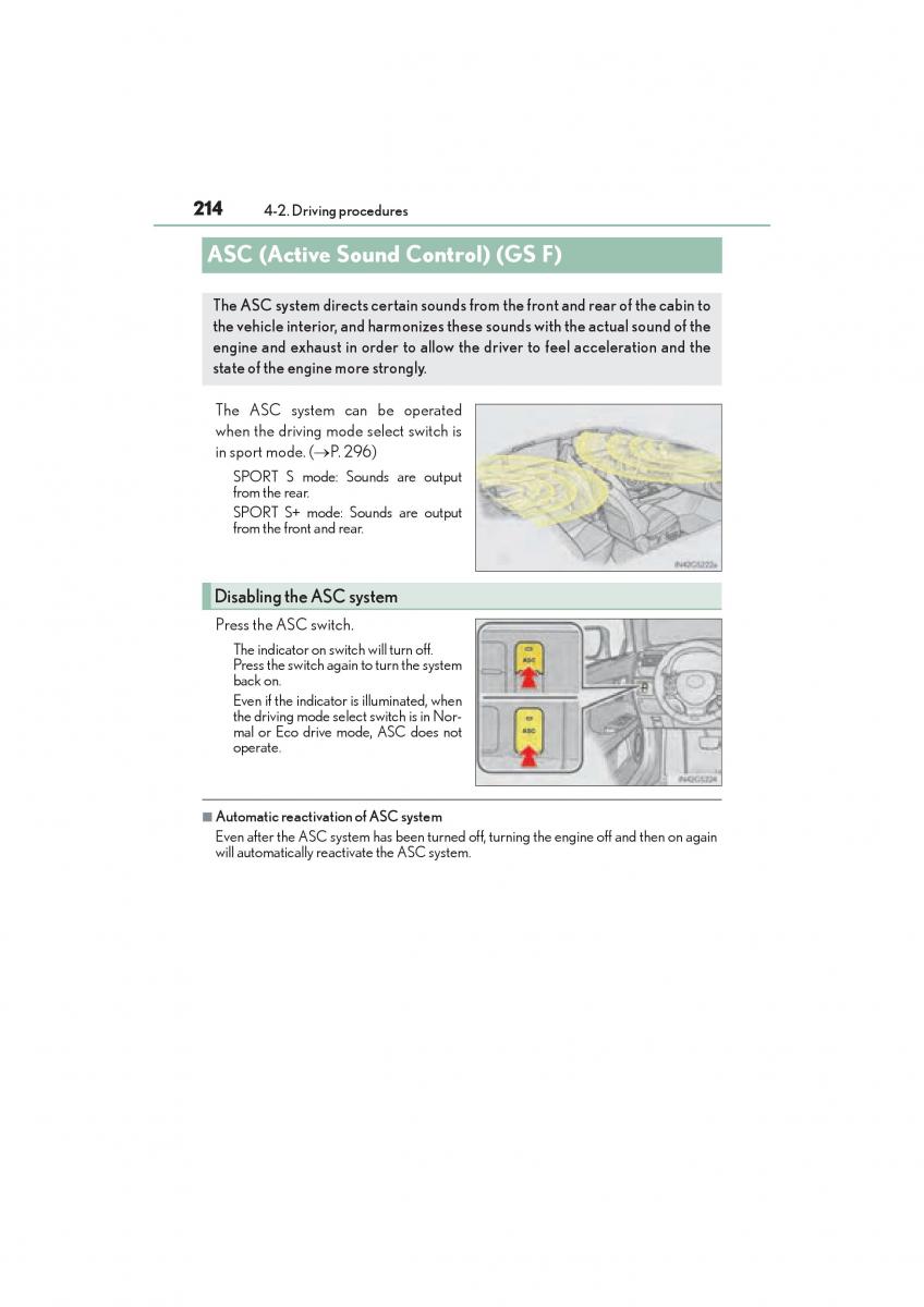 Lexus GS F IV 4 owners manual / page 216