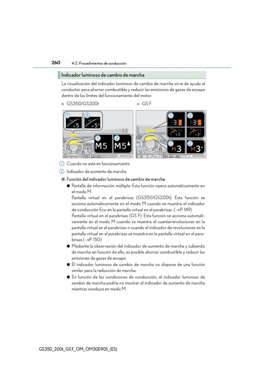 Lexus GS F IV 4 manual del propietario / page 260