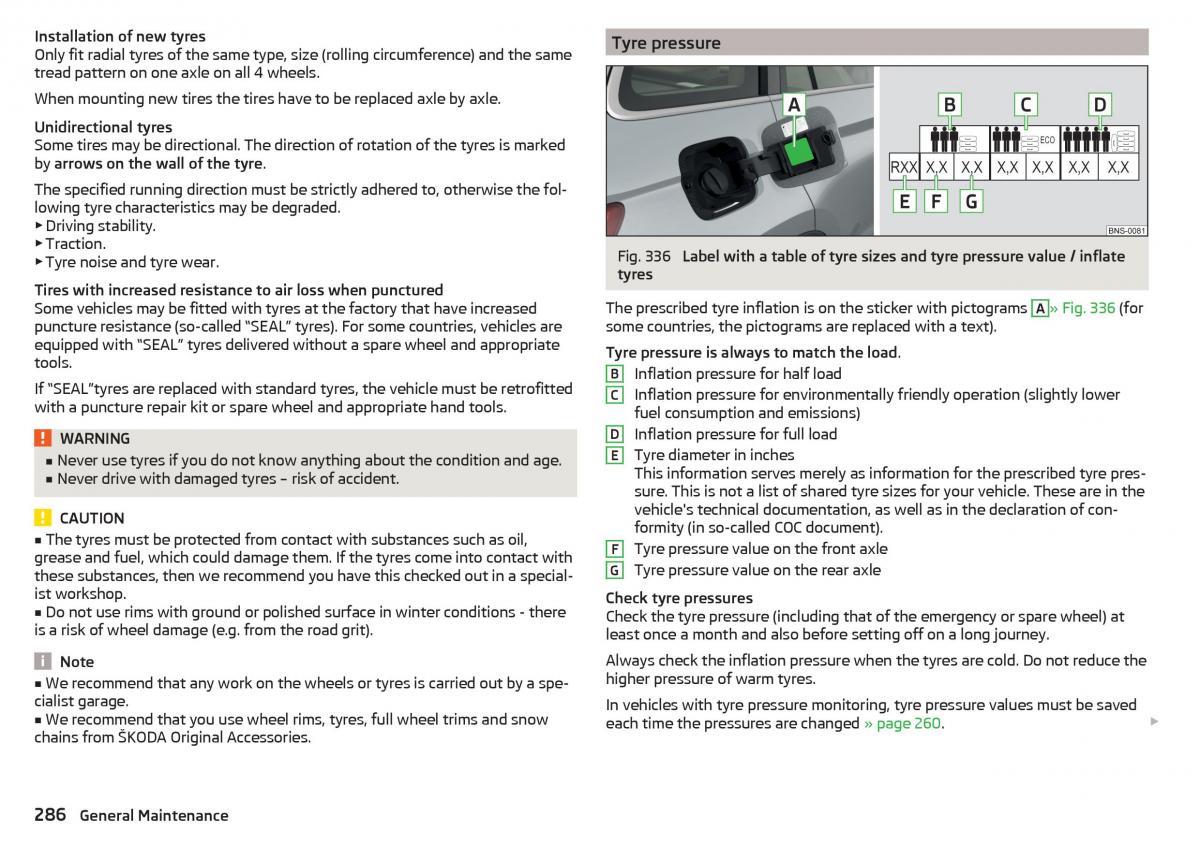 Skoda Kodiaq owners manual / page 288