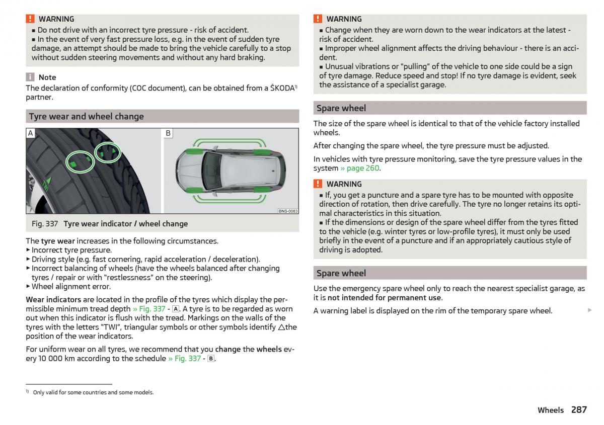 Skoda Kodiaq owners manual / page 289
