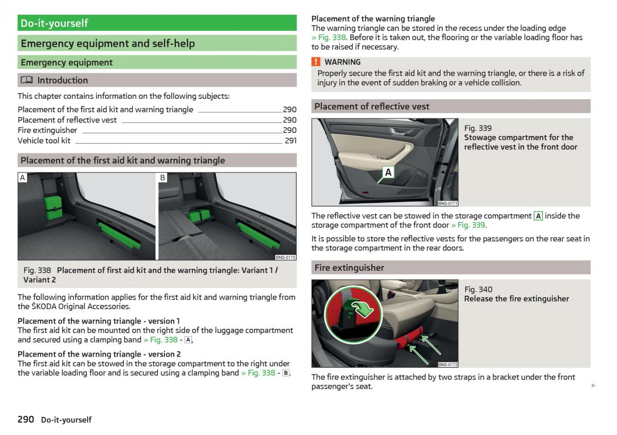 Skoda Kodiaq owners manual / page 292