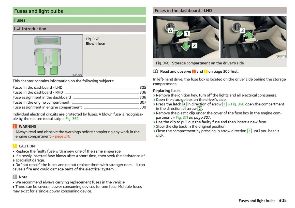 Skoda Kodiaq owners manual / page 307