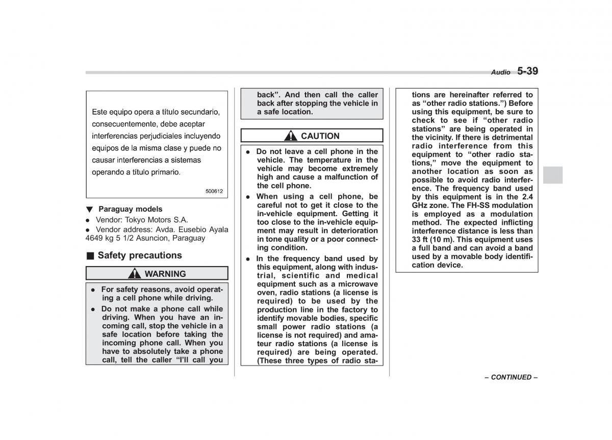 Subaru Impreza IV 4 owners manual / page 250