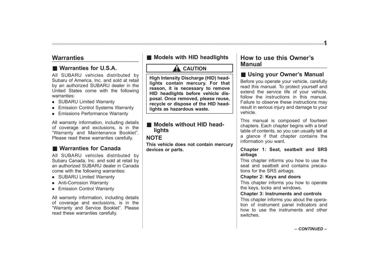 Subaru Impreza IV 4 owners manual / page 4