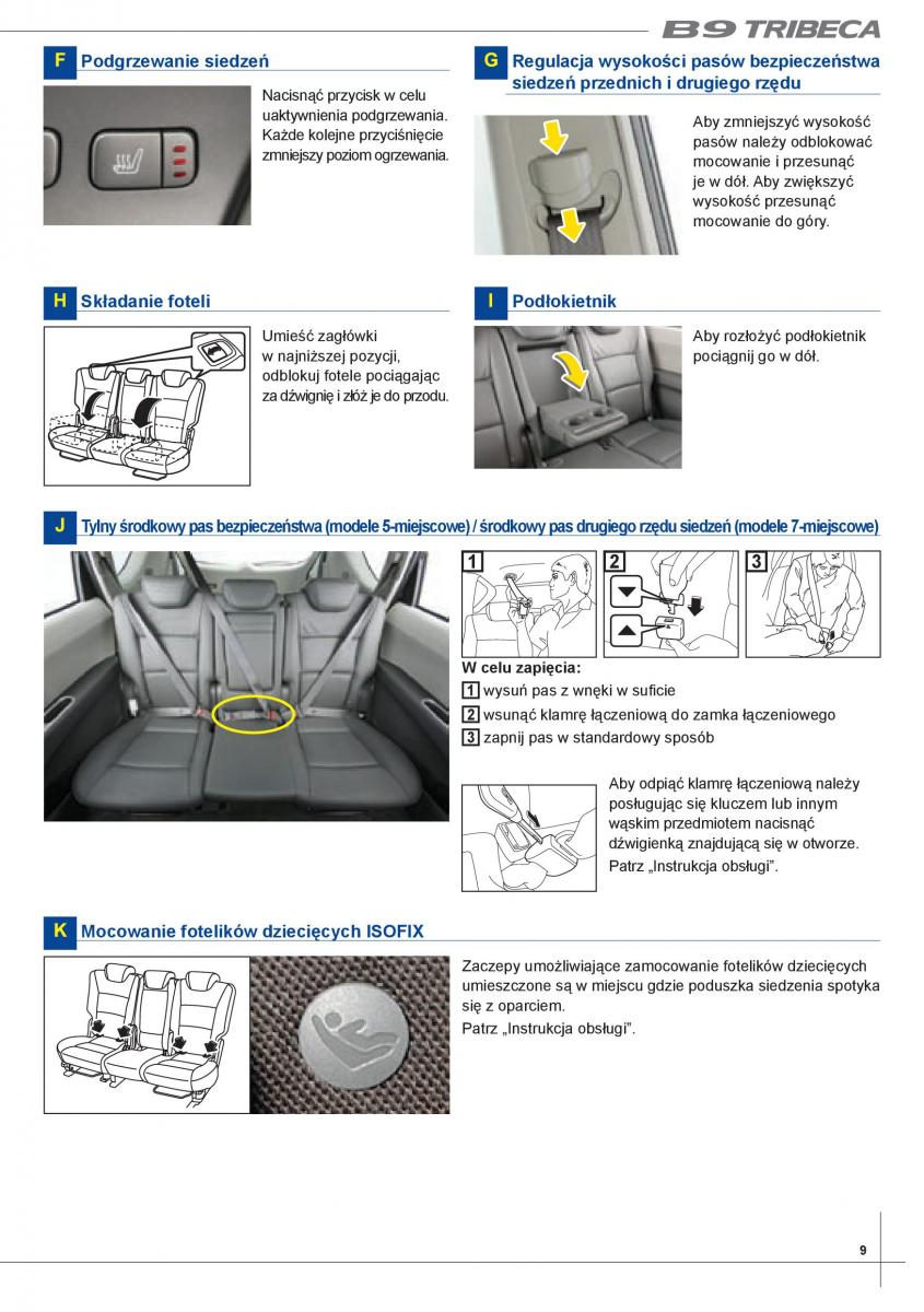 Subaru Tribeca B9 instrukcja obslugi / page 9