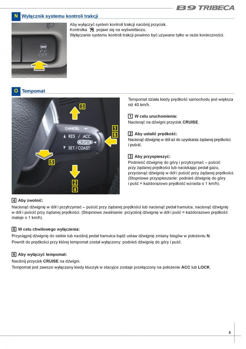Subaru Tribeca B9 instrukcja obslugi / page 5