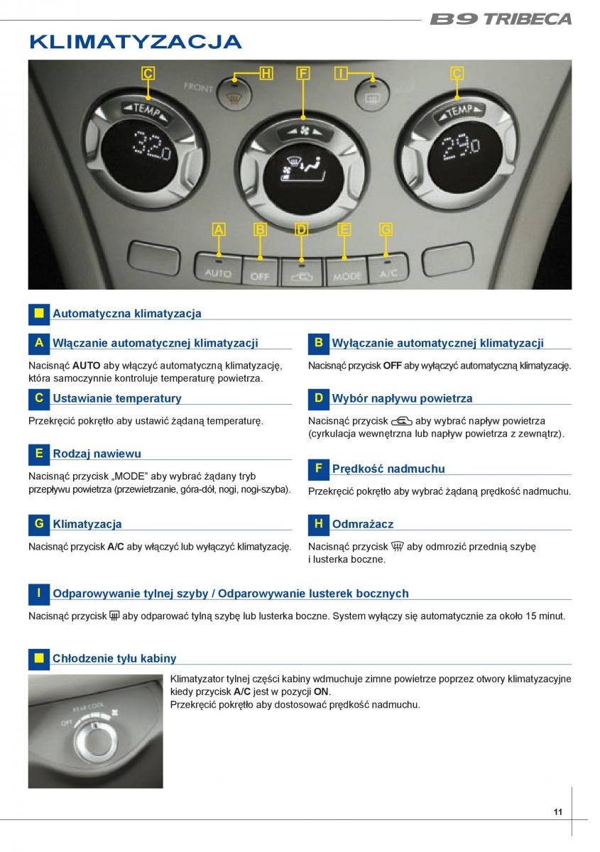 Subaru Tribeca B9 instrukcja obslugi / page 11