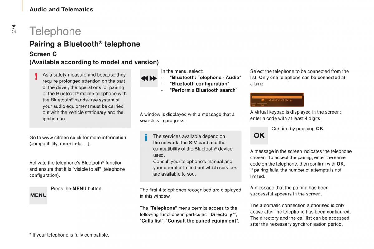 Citroen Berlingo Multispace II 2 owners manual / page 276