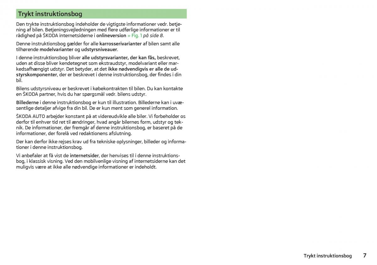 Skoda Kodiaq Bilens instruktionsbog / page 9