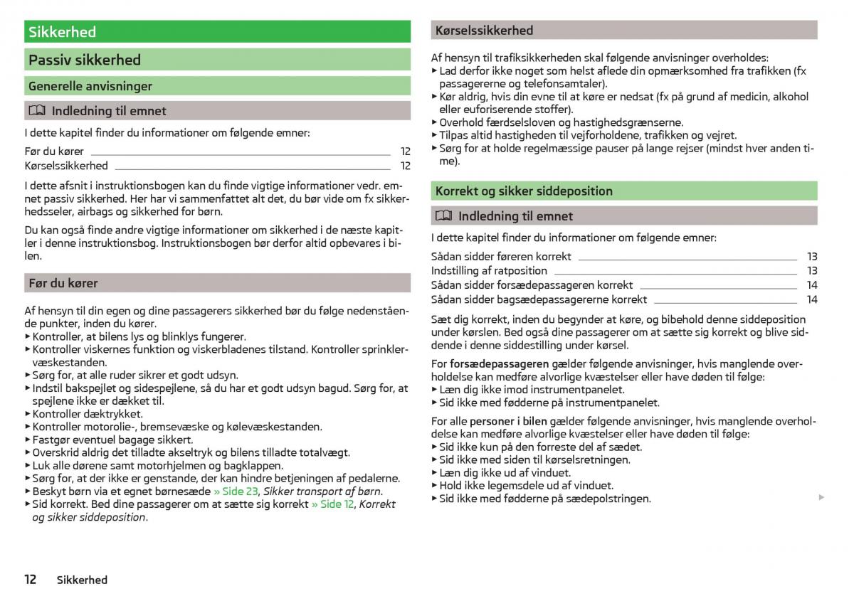 Skoda Kodiaq Bilens instruktionsbog / page 14