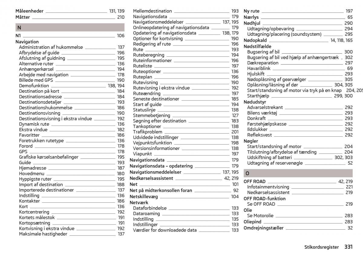 Skoda Kodiaq Bilens instruktionsbog / page 333