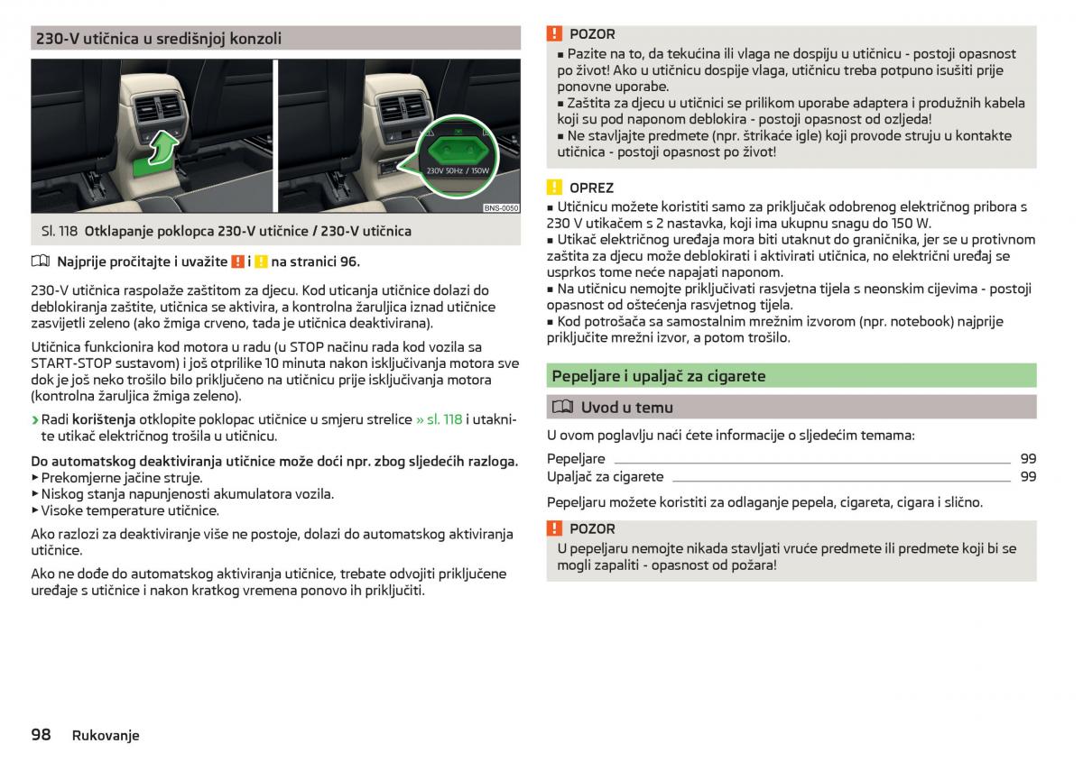 Skoda Kodiaq vlasnicko uputstvo / page 100