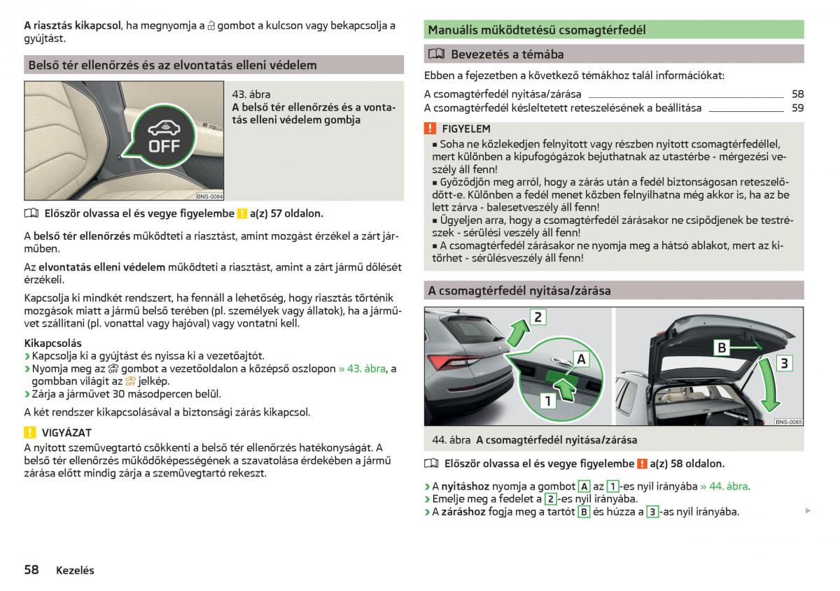 Skoda Kodiaq Kezelesi utmutato / page 60