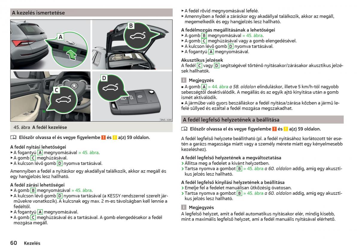Skoda Kodiaq Kezelesi utmutato / page 62
