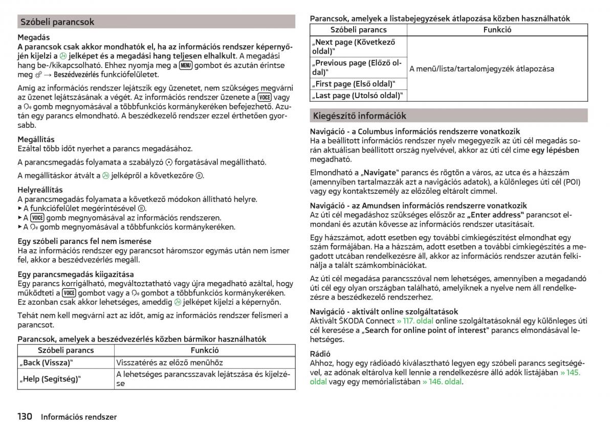 Skoda Kodiaq Kezelesi utmutato / page 132