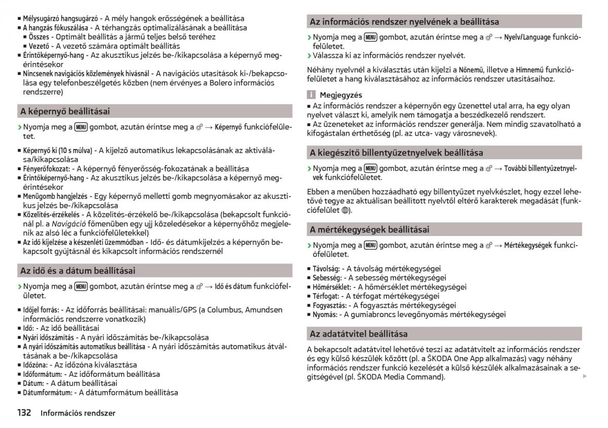 Skoda Kodiaq Kezelesi utmutato / page 134