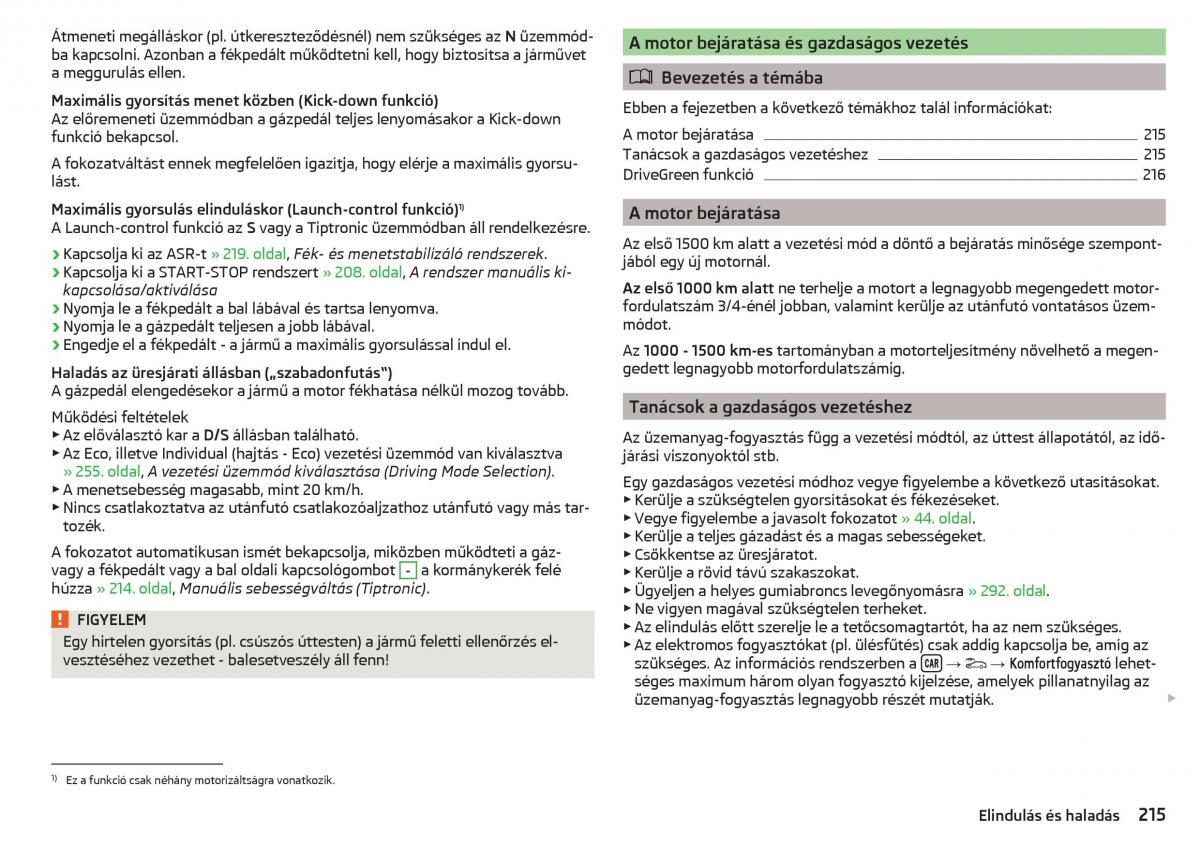 Skoda Kodiaq Kezelesi utmutato / page 217