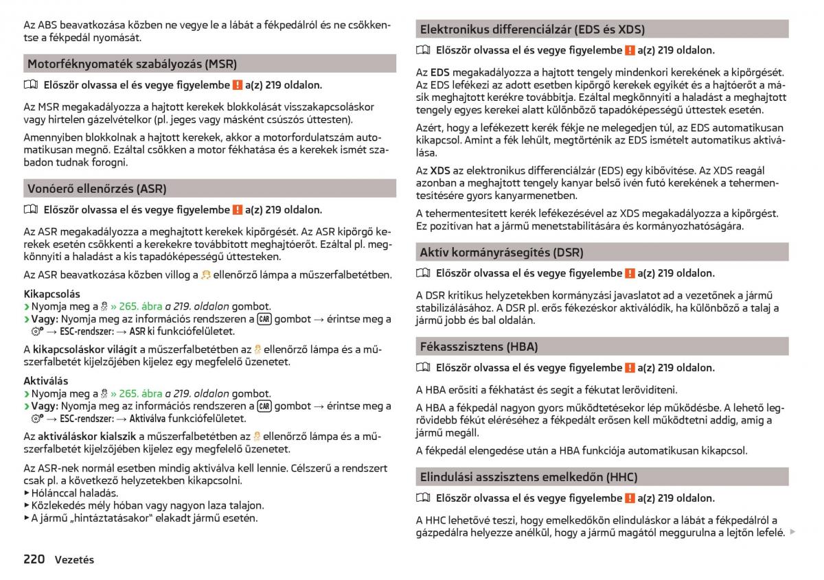 Skoda Kodiaq Kezelesi utmutato / page 222
