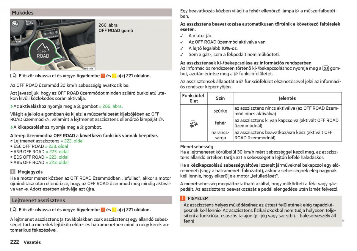 Skoda Kodiaq Kezelesi utmutato / page 224
